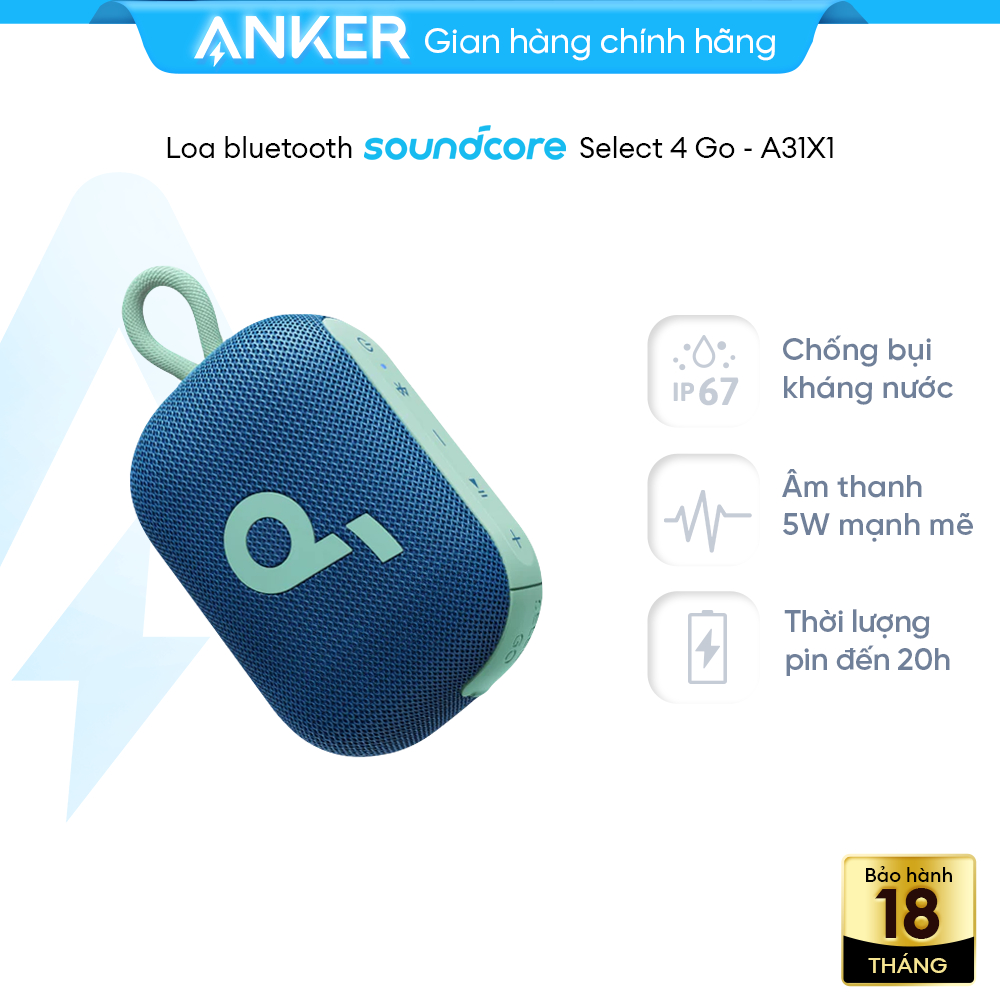 Loa bluetooth soundcore Select 4 Go | Pin 20 giờ | Kháng bụi, nước IP67- A31X1