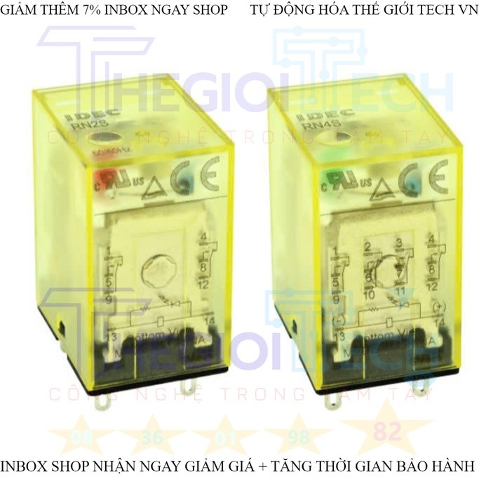 Relay Rơ le trung gian IDEC Chính Hãng RN2S-NL-D24 RN4S-NL-A230 RN2S RN4S NL A230 A220 D24 RU2S-D24 ĐẾ SN2S 05D SN4S-05D TGT - Đế Rơ Le 8C SN2S-05D - Chính hãng mới 100%