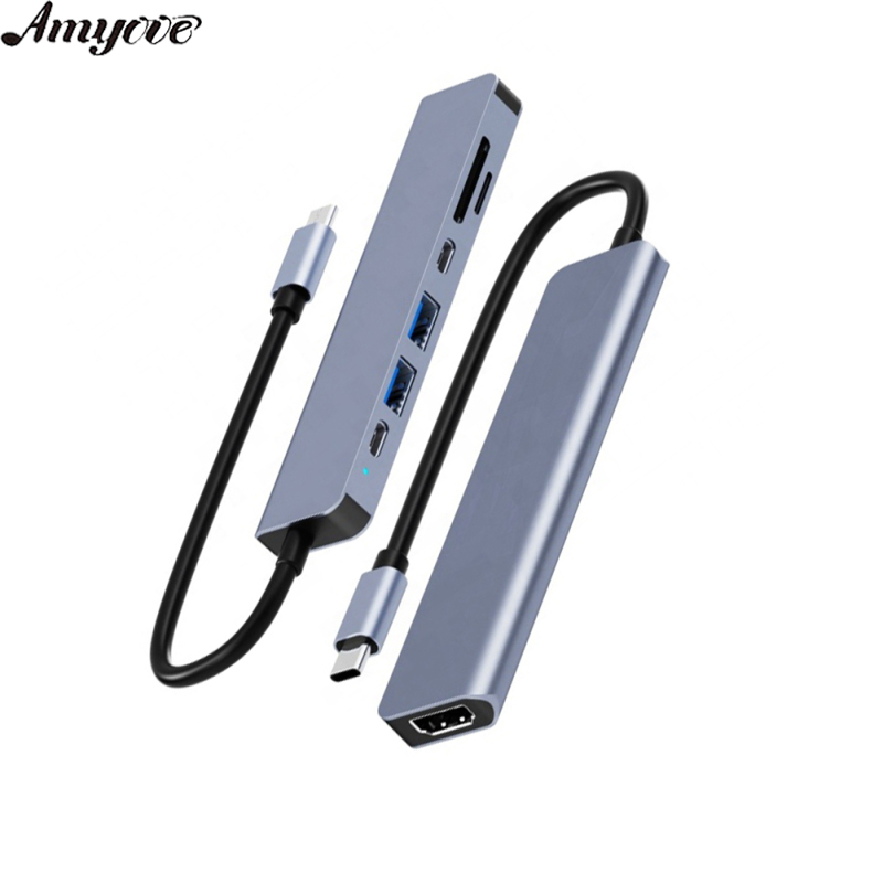 7 In 1 USB Hub Type C Splitter USB 3.0 USB 2.0 Expander Multiport USB