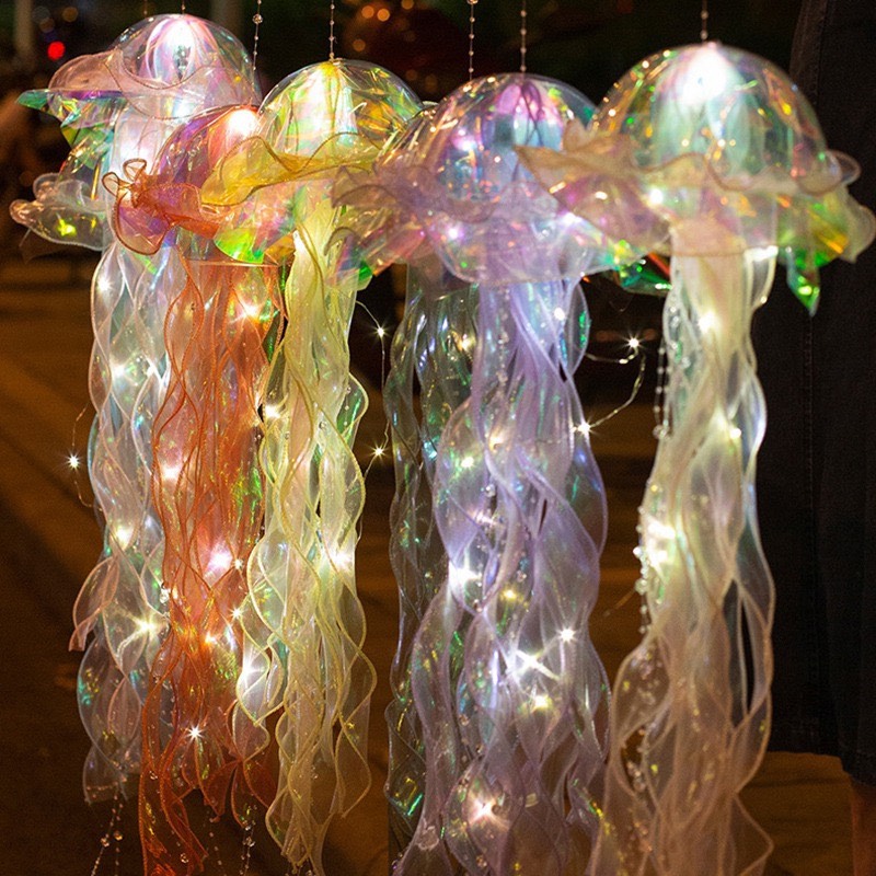 Đồ chơi lồng đèn sứa biển trong suốt có đèn led nhiều màu sắc hot trend năm 2023 quà tặng phụ kiện trang trí trung thu
