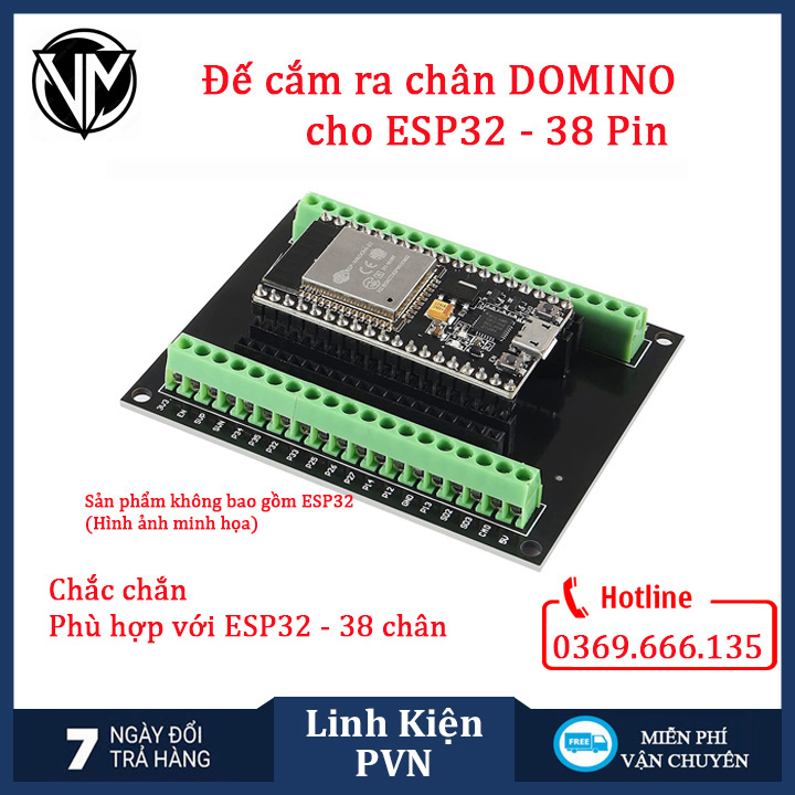 Đế ra chân domino cho esp32 38pin