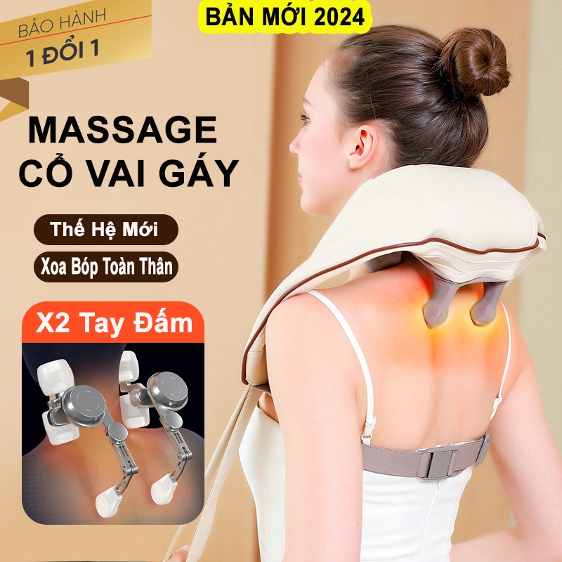 Máy massage cổ vái gáy x2 con lăn quà tặng ý nghĩa cho gia đình người thân massa cột sống tác động sâu giảm đau mỏi vai