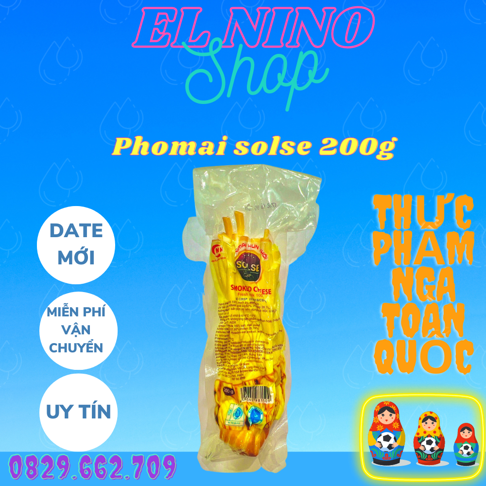 Phomai hun khói solse , phomai kéo sợi sữa bò nhập khẩu nga 200g , date t3/2024
