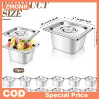 ZMONH 12 Set 1 6 Size Stainless Steel Hotel Pans With Lids 4  Deep Steam Table Pan Food Pan Lid With Handled Catering Food Storage Met
