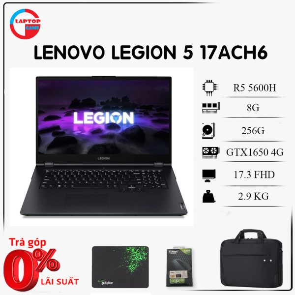 [Mới 100%]Laptop Lenovo Legion 5 17ACH6 (Ryzen 5 5600H 3.3GHz , 8GB , 256GB, GTX 1650 4GB, 17.3 FHD IPS 60Hz 100% sRGB - Win 11 Home Phantom Blue)