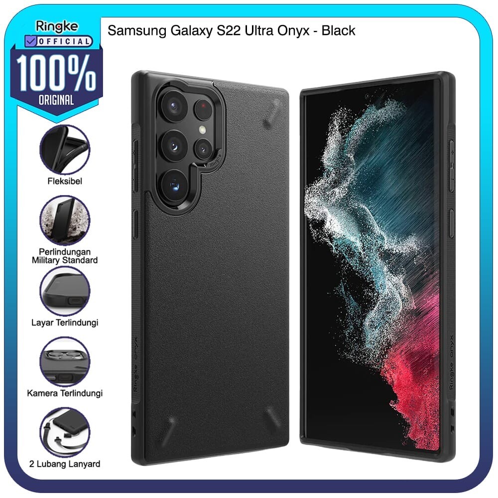 Ringke Samsung Galaxy S22 Ultra Onyx Black Harga 146,170 rupiah*Gratis Ongkir