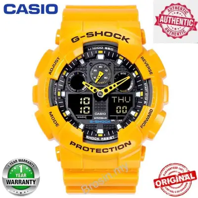 (Ready Stock) Original G Shock GA-100A-9A Men Sport Digital Watch Duo W/Time 200M Water Resistant Shockproof and Waterproof World Time LED Auto Light Wrist Sport Digitals Watch with 2 Years Warranty GA100/GA-100