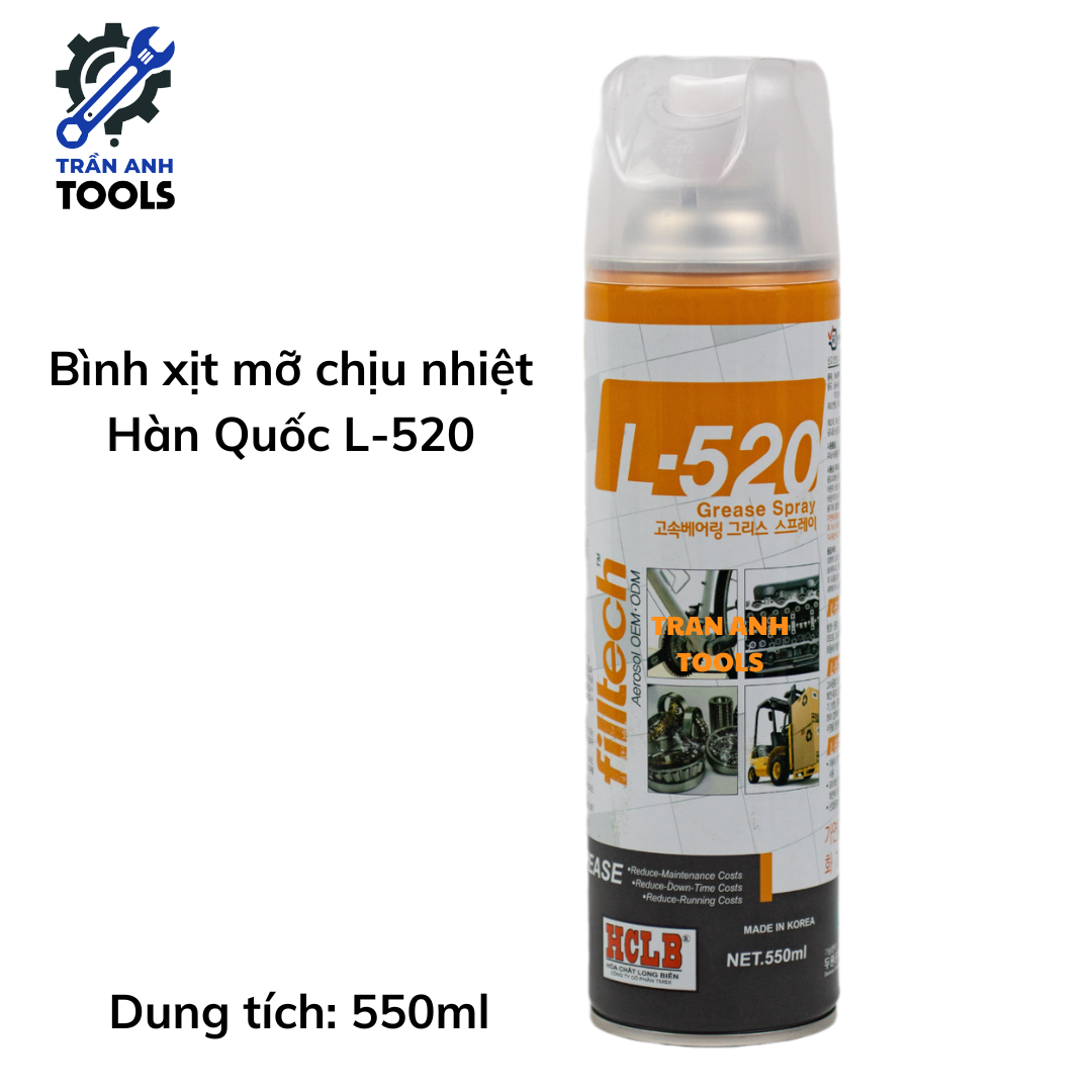 Bình Xịt Mỡ Chịu Nhiệt Filltech L-520 Mỡ Bôi Trơn Filltech Hàn Quốc Chịu Nhiệt Độ và Áp Lực Lớn