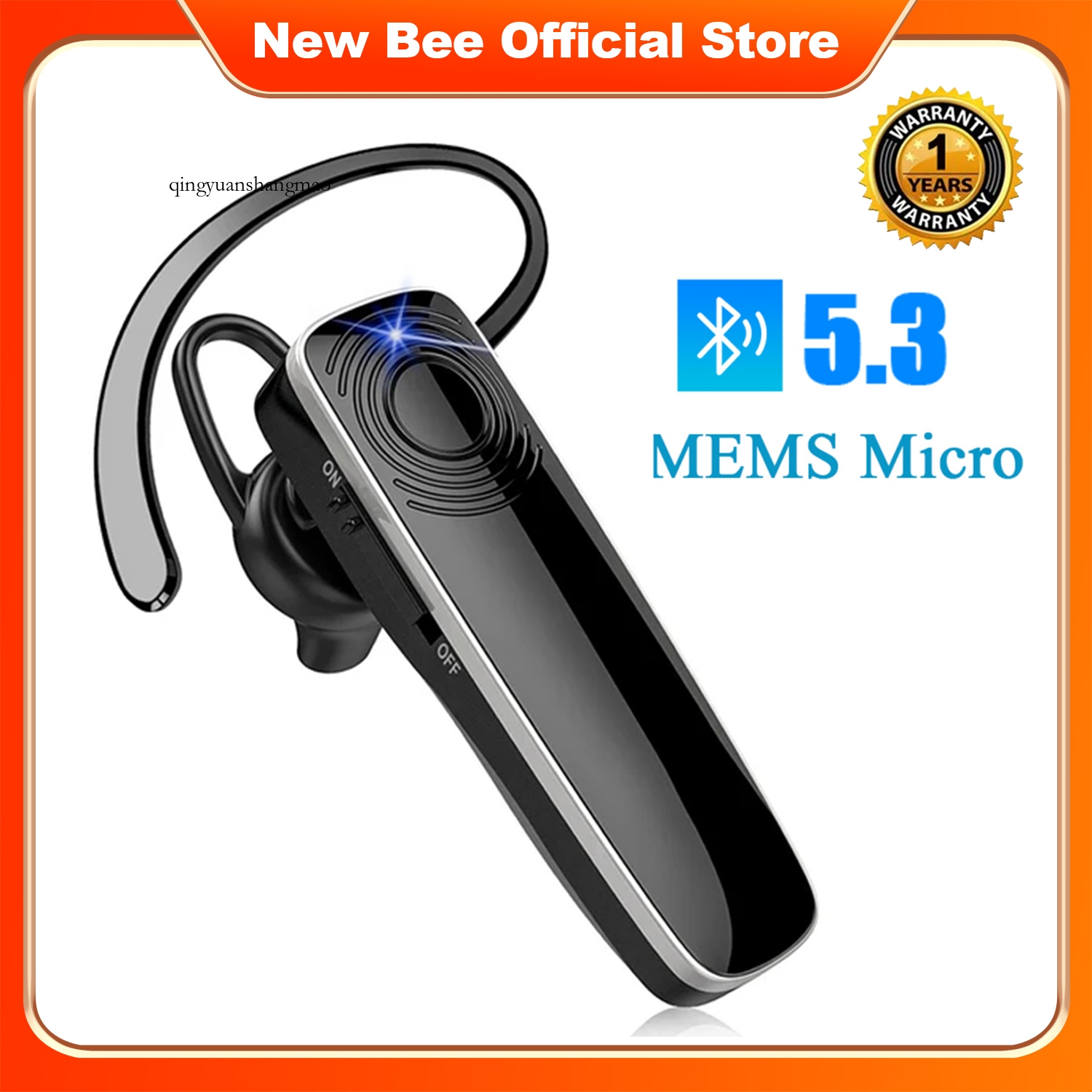 New Bee Nb12 Bluetooth 5.3 Tai nghe không dây Earbuds Tai Nghe Với Mems Micro móc đeo tai rảnh tay Cho Lái Xe Tai nghe thương gia Qingyuanshangmao-Cb