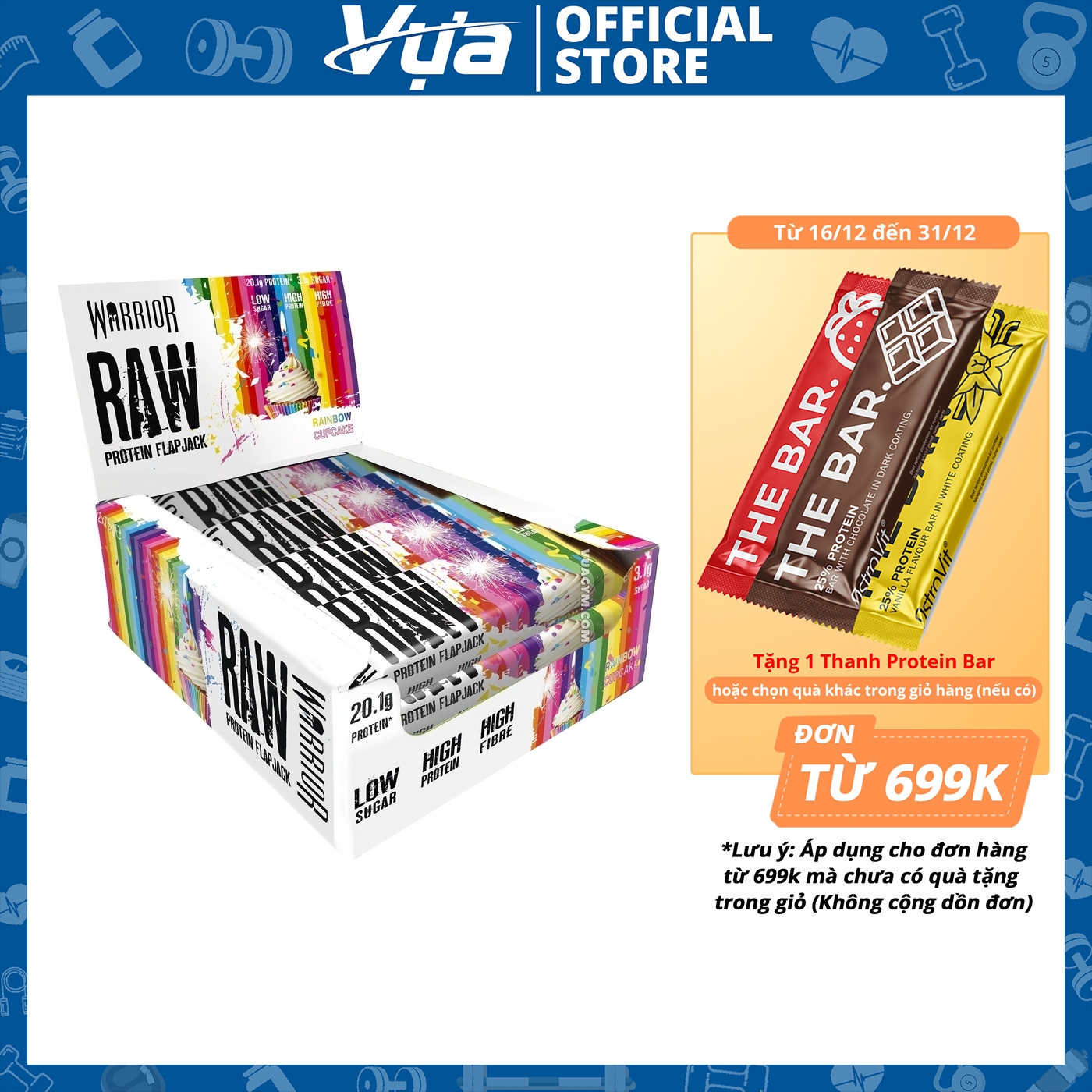 Bánh Flapjack Warrior - Raw Protein Chính Hãng - Tăng Cơ Giảm Mỡ, Bổ Sung Năng Lượng, Hỗ Trợ Tập Luyện