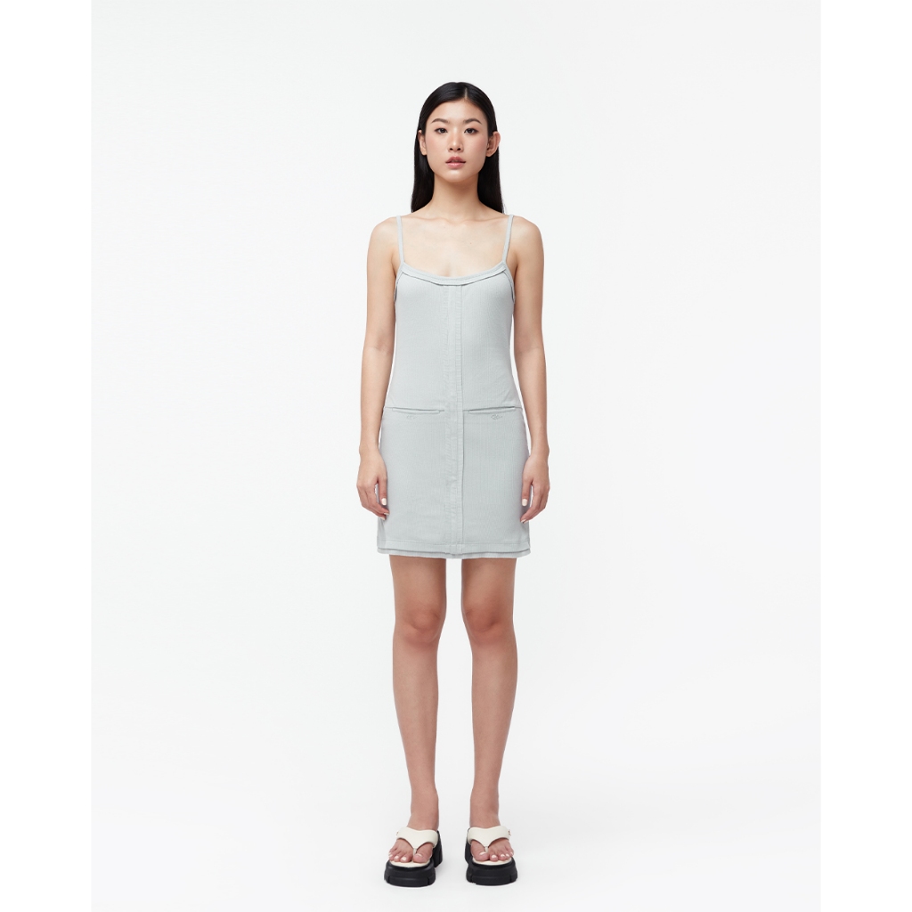 TheBlueTshirt - Đầm thun hai dây nữ - Rib Mini Dress - Grey