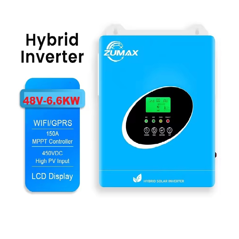 Inverter hybrid Zumax Biến tần năng lượng mặt trời-48V 6.6KW- 500VDC- MPPT 120A-Hoạt động có hoặc không Lưu trữ