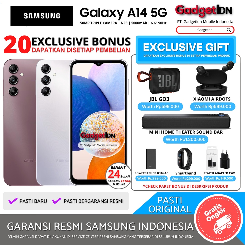 SAMSUNG Galaxy A14 5G NFC 12/128GB ( 6GB + 6GB Ram Plus ) Garansi Resmi Samsung Harga  2,999,000 Ringgit*Penghantaran Percuma
