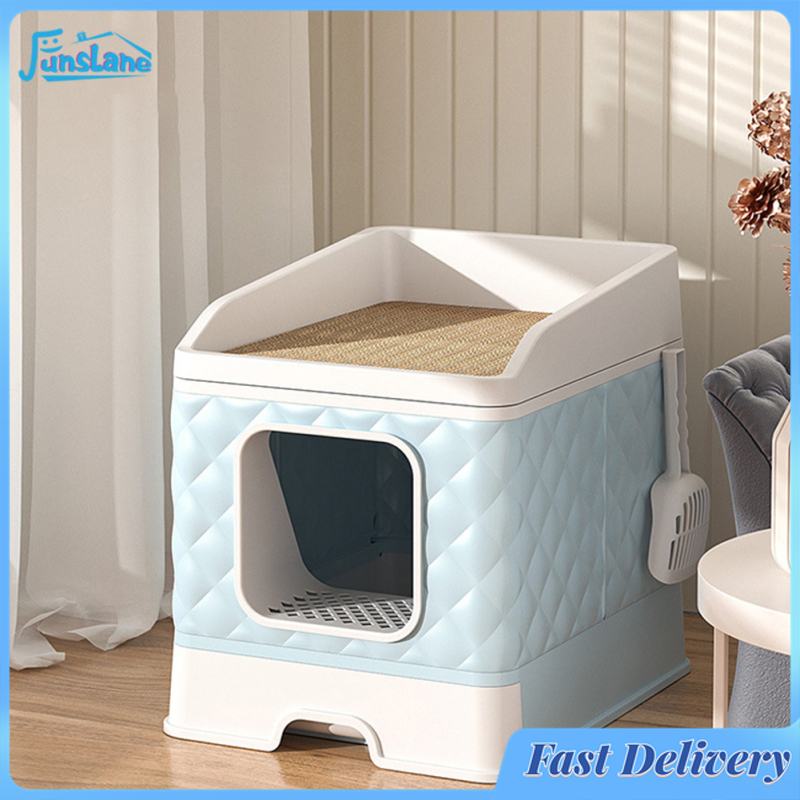 FunsLane Cat Litter Box, Fully Enclosed Cat Litter Box With Extra Large Space, Foldable Drawer Type Cat Toilet, Anti-Splashing Litter Box With Cat Scratch Pad ราคา 2,628 บาท*ส่งฟรี