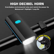 Waterproof USB Rechargeable Bike Light with Horn - Nightlight