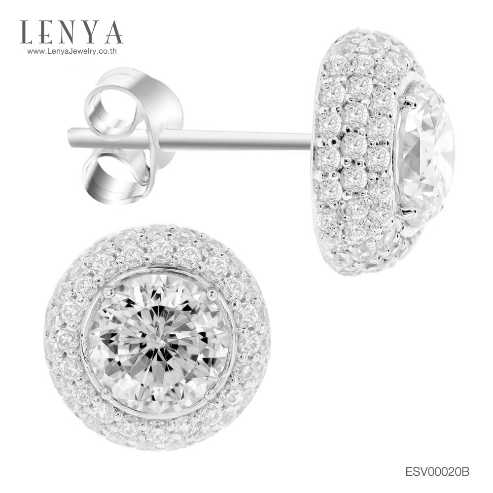 Lenya Cz Earrings from Swarovski, Cute Round Shape, Size 4 Mm, on a 925 Sterling Silver Body, Plated with White Gold. ราคา 5,900 บาท*ส่งฟรี