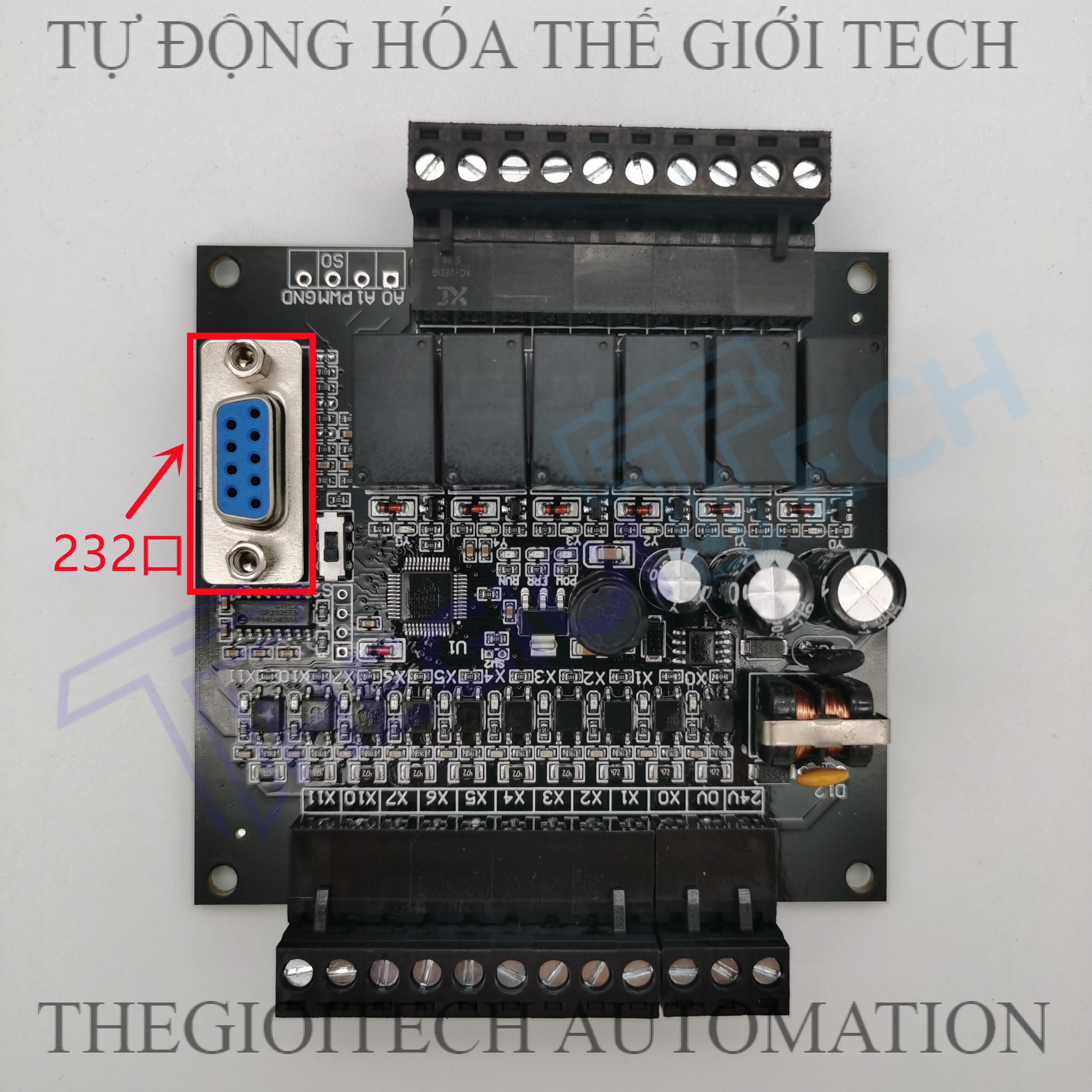 Board mạch Lập Trình PLC HK HK2N FX2N 16MR 8 input 8 output relay 24V TTL RS232, GX Works2 Mitsubishi - 16MR-232 mạch trần