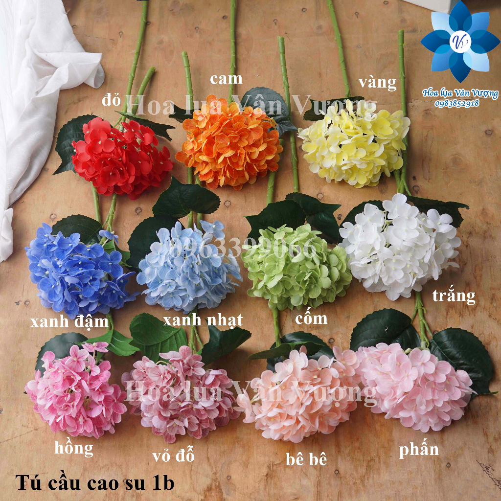 Hoa giả, hoa cẩm tú cầu cao su cành dài 46cm