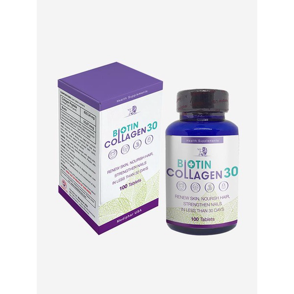 Biotin Collagen 30 đẹp da, giúp da trắng mịn, giúp tóc móng chắc khỏe, hạn chế rụng tóc gãy móng giảm thâm nám, tàn nhan ni