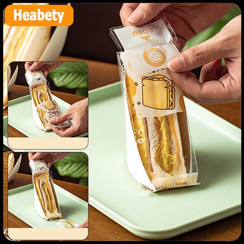【2-3 ngày giao hàng】 100 chiếc giấy gói sandwich chuyên dụng, dùng một lần, dễ xé, trong suốt, dạng tam giác, túi đóng gói bánh nướng, bánh mì