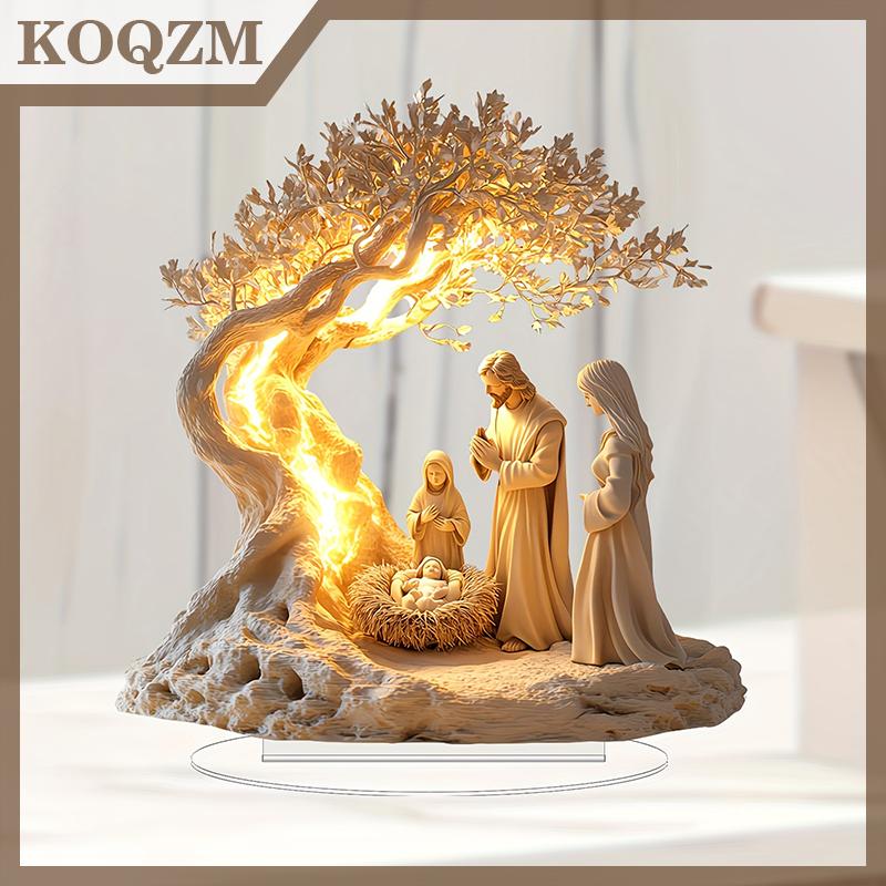  KOQZM Phục sinh Chúa giáng sinh cảnh bức tượng bàn trang trí bức tượng Chúa giáng sinh đặt trang trí nội thất 