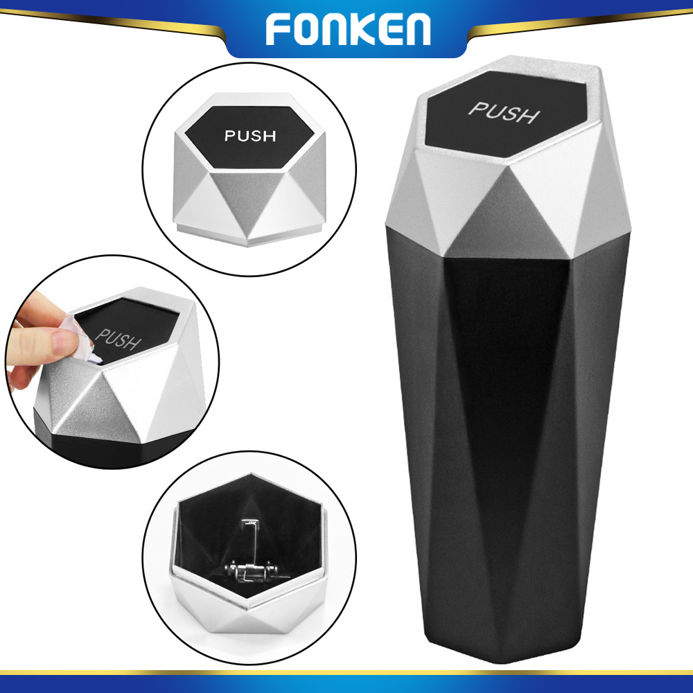 FONKEN Mini Car Trash Can Portable Dustbin With Lid Leak-proof Auto Trash Bin For Automotive Home Bedroom Office Garbage Storage Box ราคา 165 บาท*ส่งฟรี