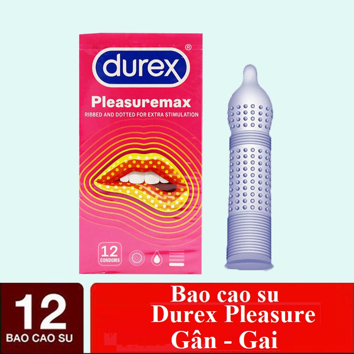 Bao cao su gai Durex Pleasuremax 12pcs gân gai, tăng khoái cảm