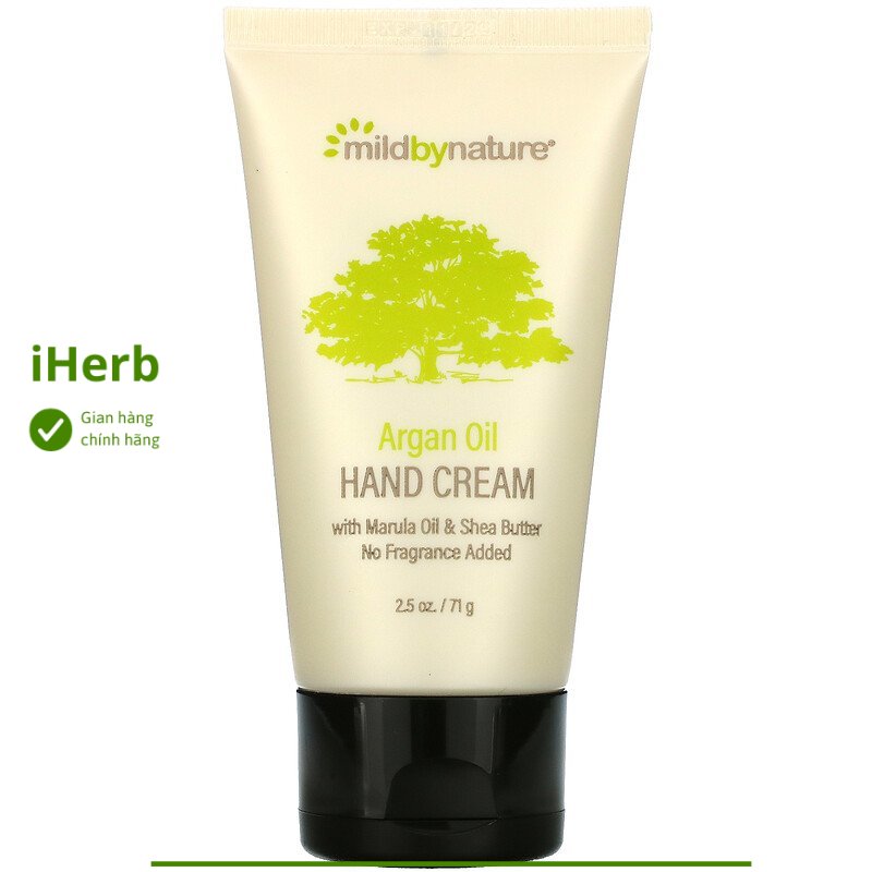 Mild by nature, argan oil hand cream with marula oil & shea butter, unscented, 2.5 oz - iherb việt nam