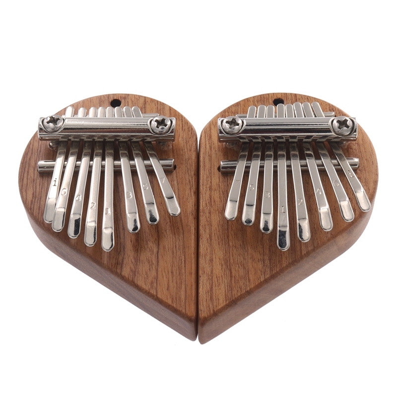 2 Packs Left and Right Heart Shaped 8 Key Mini Kalimba Finger Thumb Piano Marimba Musical Instrument
