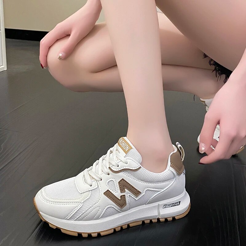 Breathable Mesh Tennis Shoes For Women Casual Sneakers Thick Bottom Chunky Footwear Spring Autumn Platform Sneakers Sports Shoes