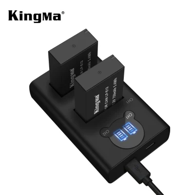 [KingMa] LP-E12 Camera Replacement Battery and Smart LCD Display Dual USB Charger Set for Canon SX70 HS, Rebel SL1, EOS-M, EOS M2, EOS M10, EOS M50, EOS M100 Mirrorless Digital Cameras LPE12 / LP-E12 / LP-E 12