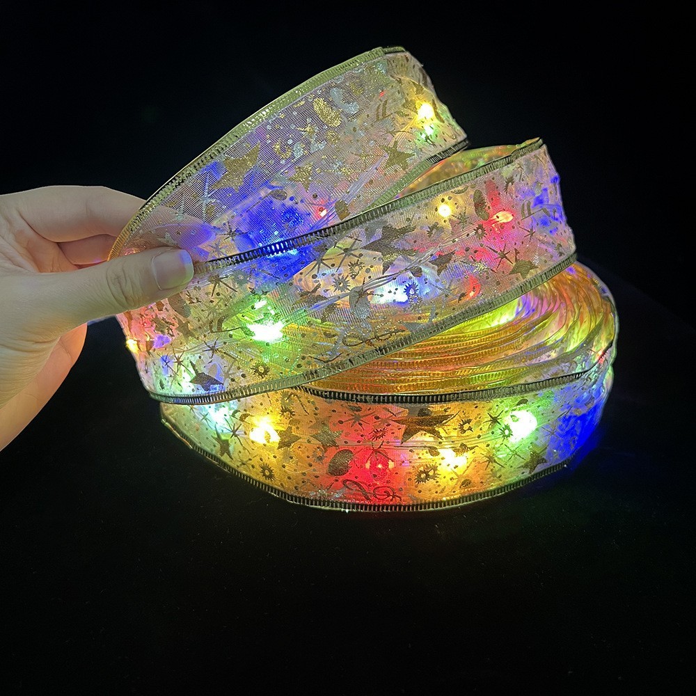 Led Fairy Light String Christmas Ribbon Copper Wire Lights Battery Powered Christmas Tree Wedding Bedroom Gift