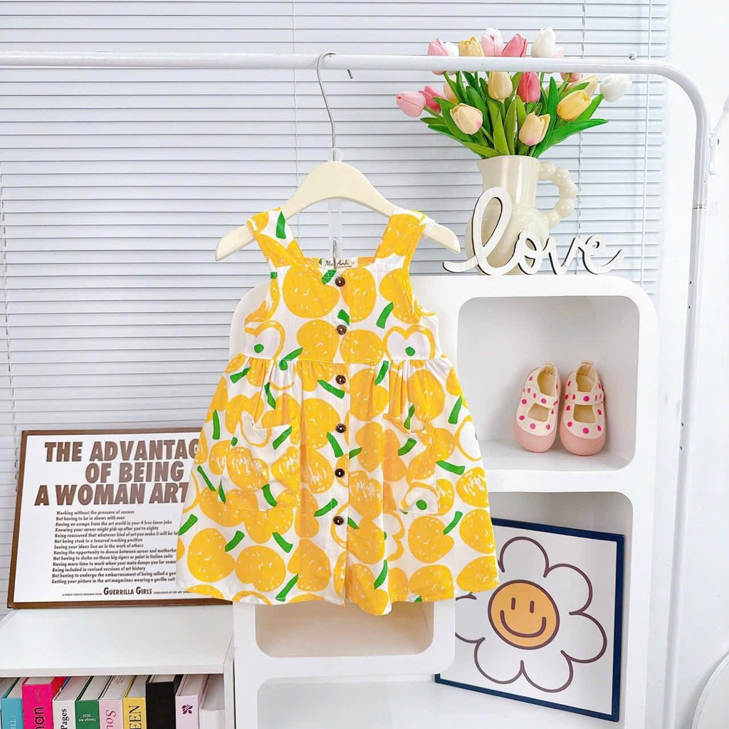 [10-44kg] Đã trừ hao rút, Đầm tole bé gái phom dây bản dễ thương chất đẹp [Tiệm Nhà Châu Vy]