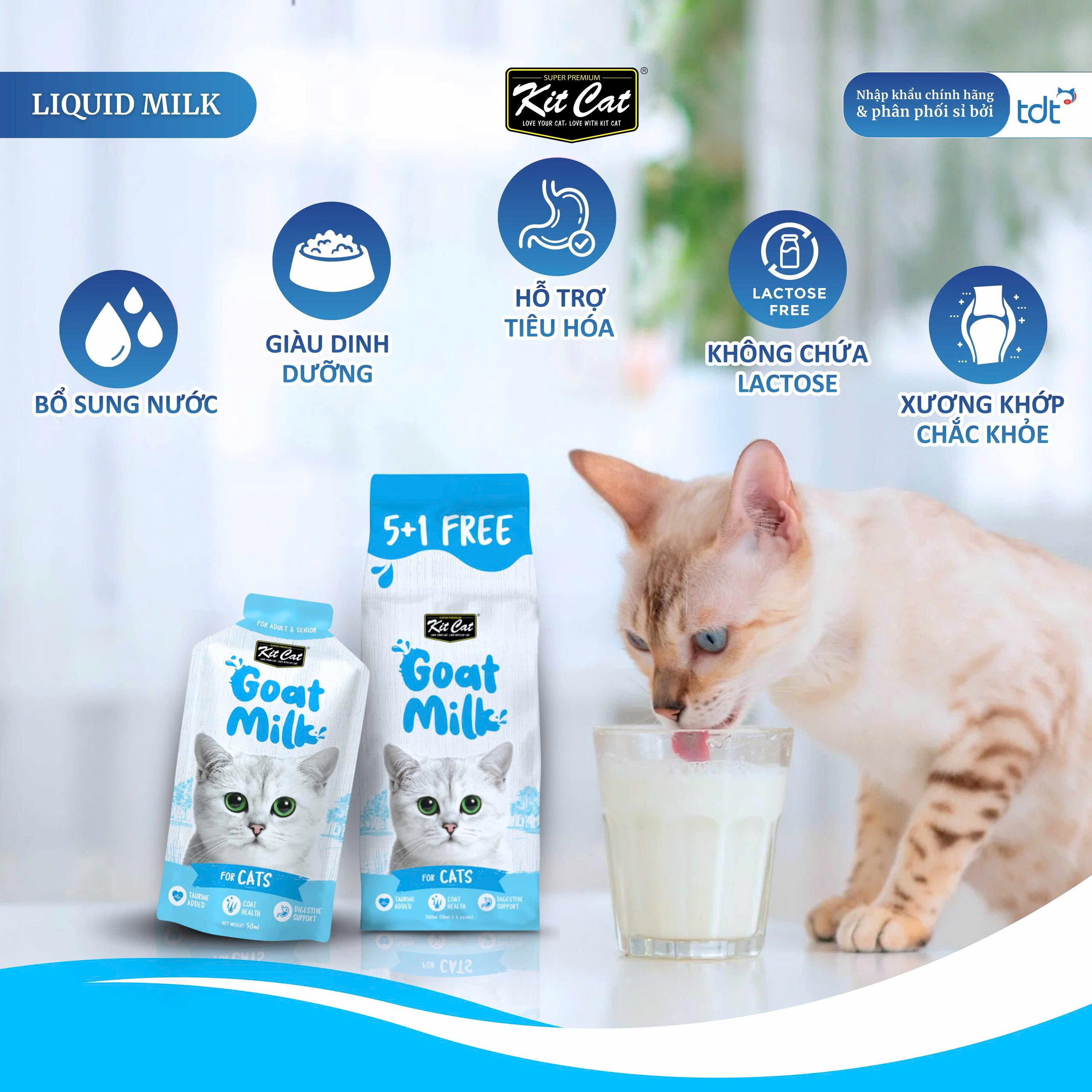 Sữa Dê Cho Mèo Kit Cat Goat Milk 50ml Không Lactose – Bổ Sung Taurine Tốt Cho Tim