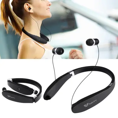 [SG Local Stock] SAVFY Wireless Bluetooth Foldable Headphones with Mic Microphone Stereo In-Ear Earphones Sports Earbuds Neckband Headset