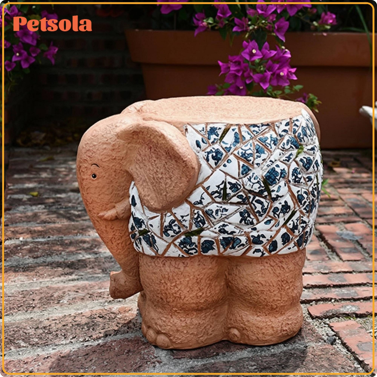 petsola Stone-Like Elephant Planter Base Open Top Mosaic Elephant Planter Outdoor House Decoration Decorative for Courtyard ราคา 6,700 บาท*ส่งฟรี