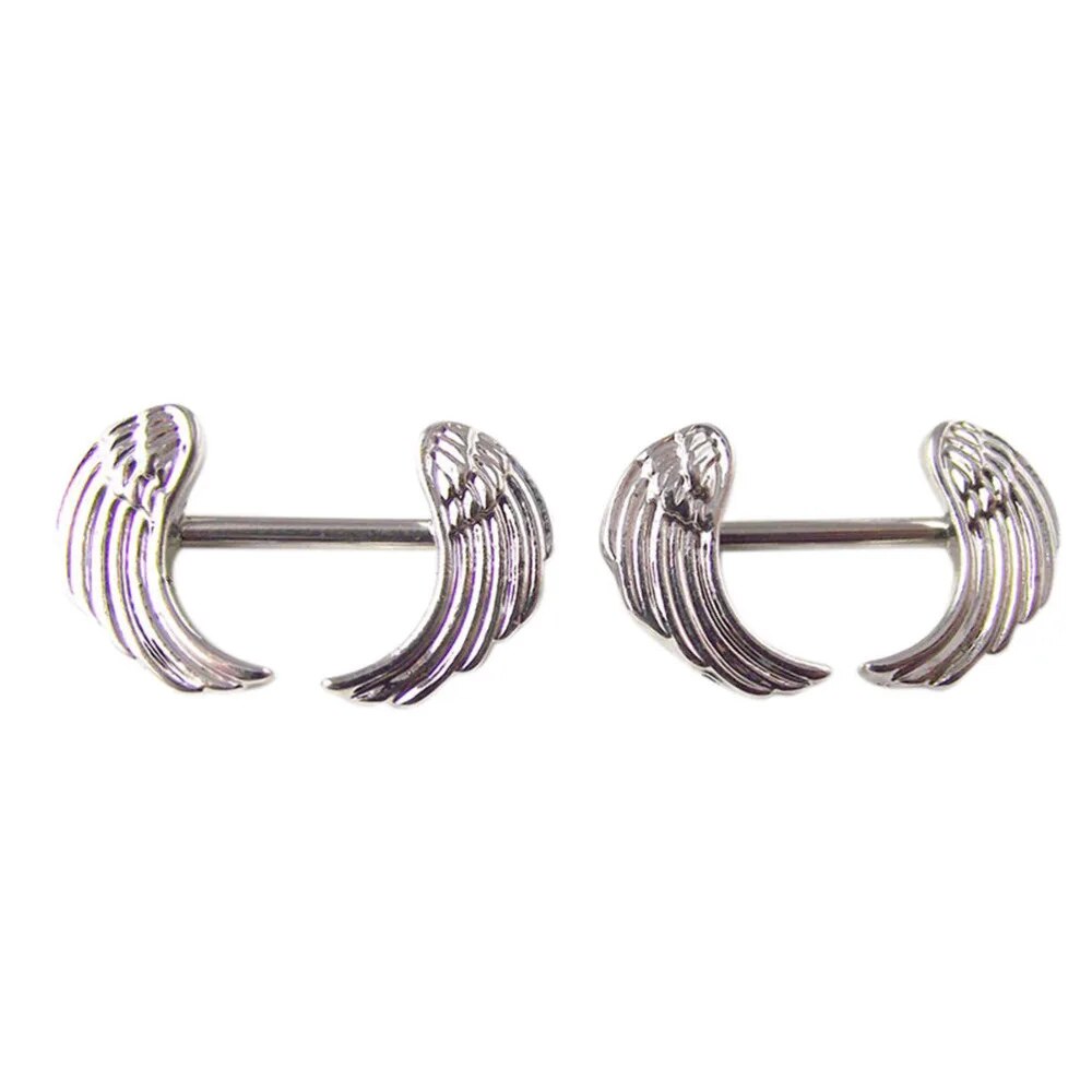 2pcs nhẫn thép góc cánh Barbell trang sức cơ thể cho phụ nữ người đàn ông món quà tốt đẹp nóng
