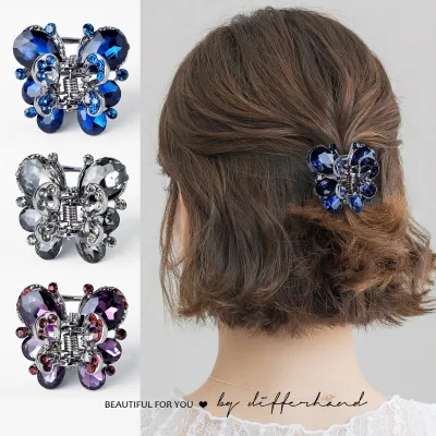 South Korea Man-made Diamond Butterfly Barrettes Female Bang Side Clip Back of the Head Small Delicacy Catch Chuck Barrettes Sub-Hair Clip Headdress