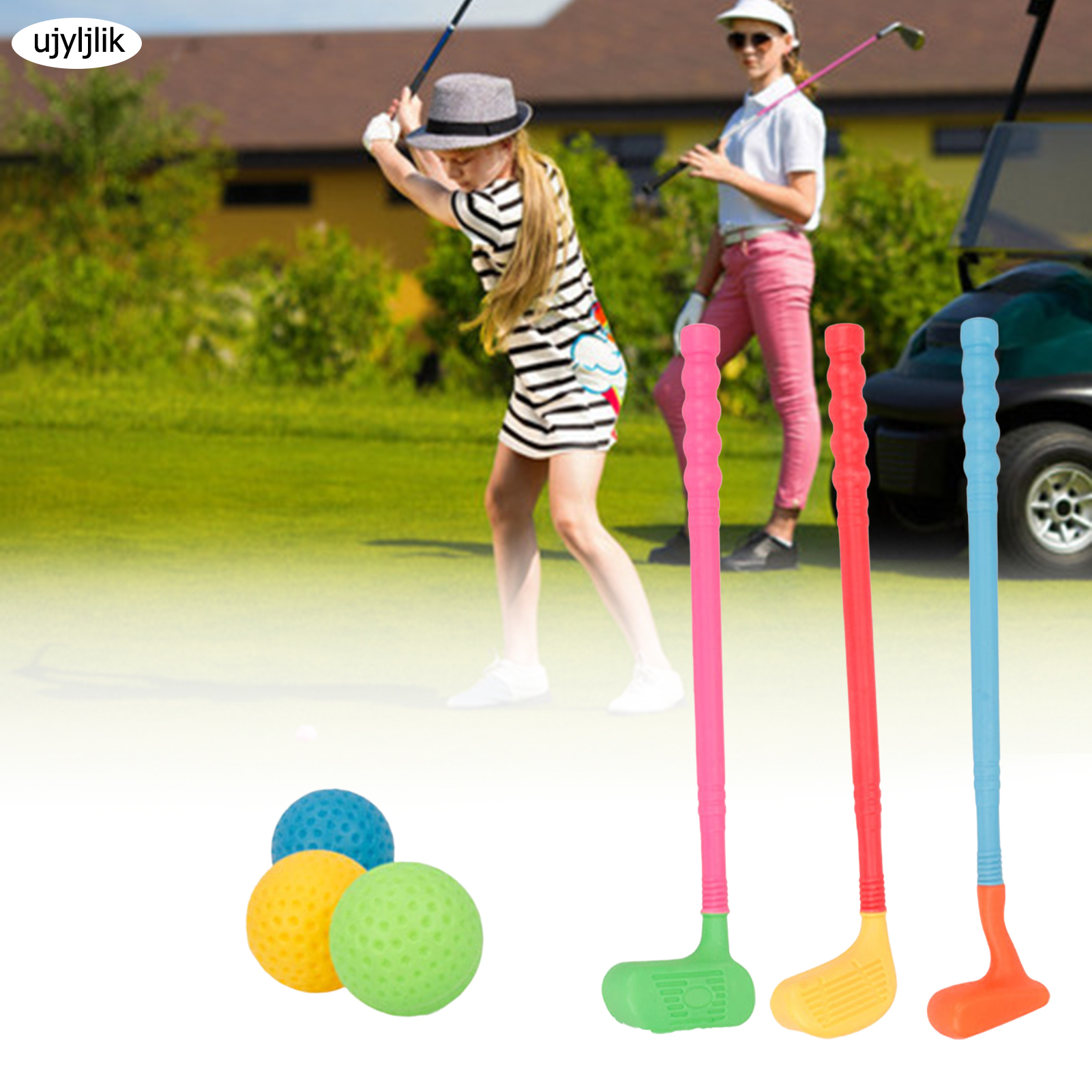 Trẻ em ngoài trời Gậy Đánh Golf Bộ đồ chơi 3 quả bóng & 3 Gậy đồ chơi thể thao với container cho nhà Trường Mẫu Giáo