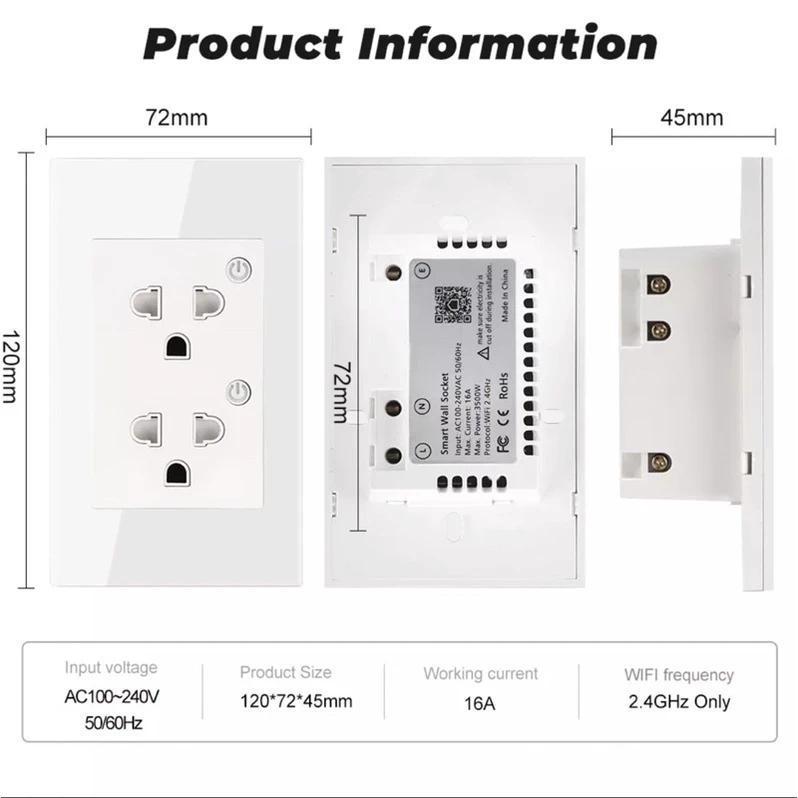 Công tắc thông minh WIFI TUYA kết hợp ổ cắm, điều khiển từ xa qua điện thoại