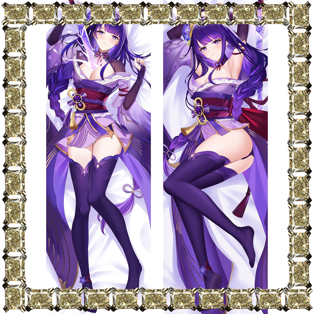 60 * 180CM Genshin Impact Dakimakura Anime Inazuma Raiden Shogun Baal Gối Trường hợp Gối Tùy chỉnh Ô