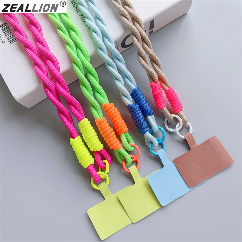 Zeallion Colorful Nylon Strap Crossbody Necklace Lanyard Keychain Backpack Sport Stylish Long Rope Pendant for Mobile Phone Case