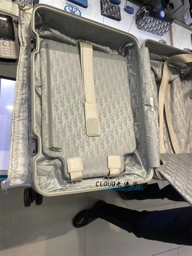 CHRISTIAN DIOR X RIMOWA Aluminum Gradient Cabin Luggage Blue Multi