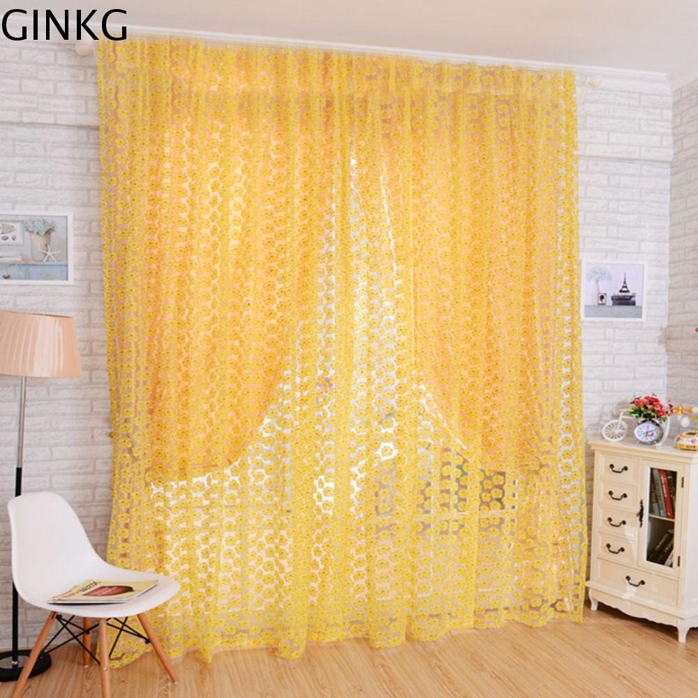 GINKG Rèm cửa sổ Rèm mỏng họa tiết hoa hồng Gạc Thanh lịch Rèm cửa sổ Xử lý cửa sổ Mờ Rèm vải tuyn Phòng khách