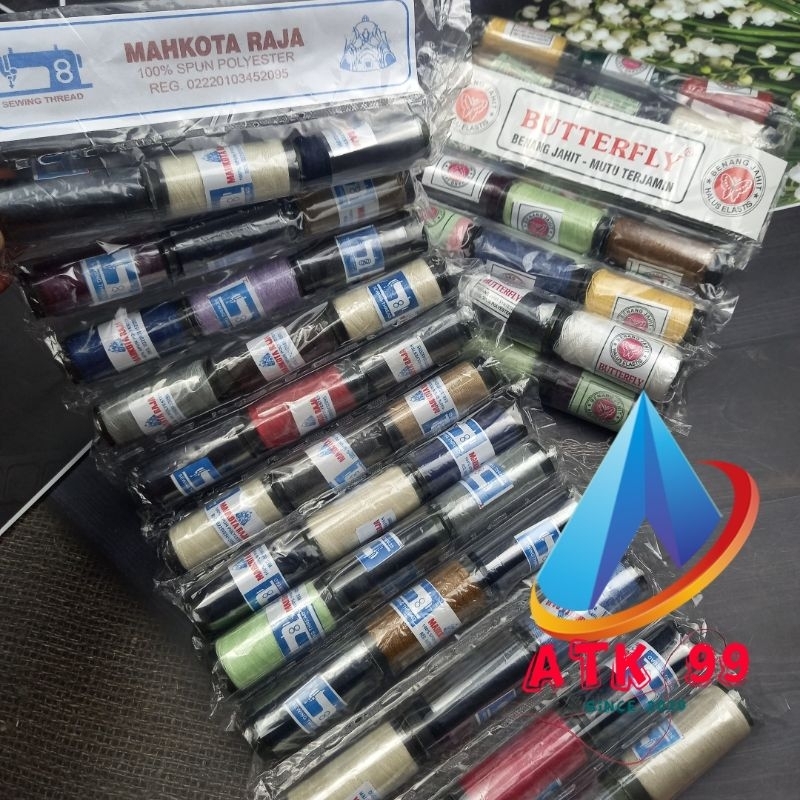 Benang BUTTERFLY/Mahkota Raja (36pcs)/Benang Warna/Benang Jahit/Benang Renteng