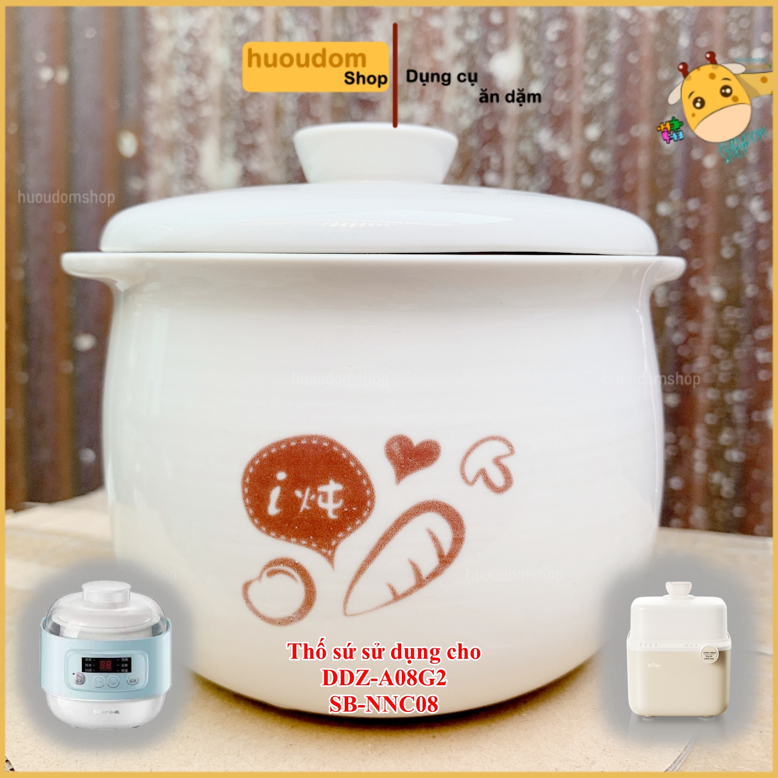 Thố sứ 0,8 lít thay thế cho nồi bear 0,8 ddz-a08g2 và sb-nnc08