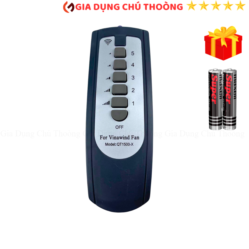 Điều khiển quạt trần điện cơ thống nhất VINAWIND 5 cánh Remote quạt VINAWIND QT-1500X - tặng kèm pin