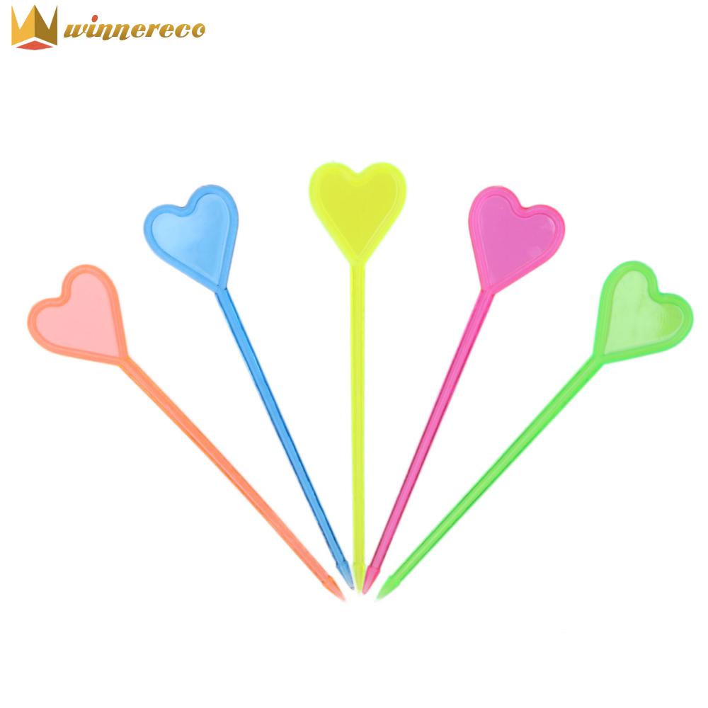 【HOT】50pcs Fruit Food Forks Disposable Appetizer Cocktail Sticks Colorful Portable Creative Love Heart Shape Kitchen Accessories ราคา 21 บาท*ส่งฟรี