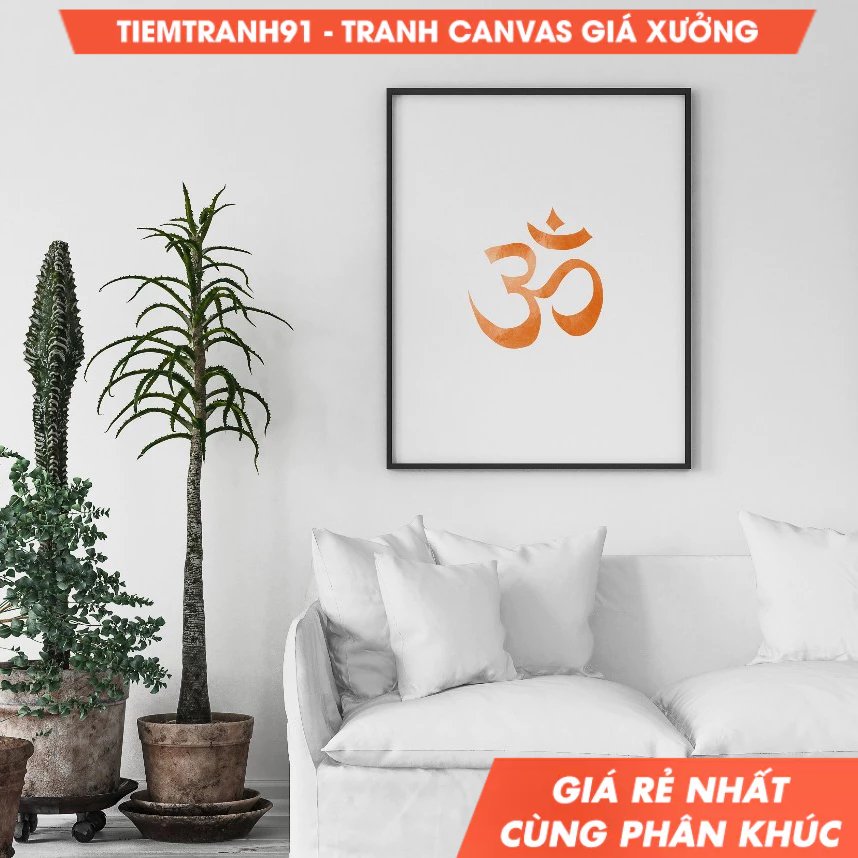 Tranh treo tường Om spiritual burnt orange mantra Ohm meditation poster housewarming gift yoga studi
