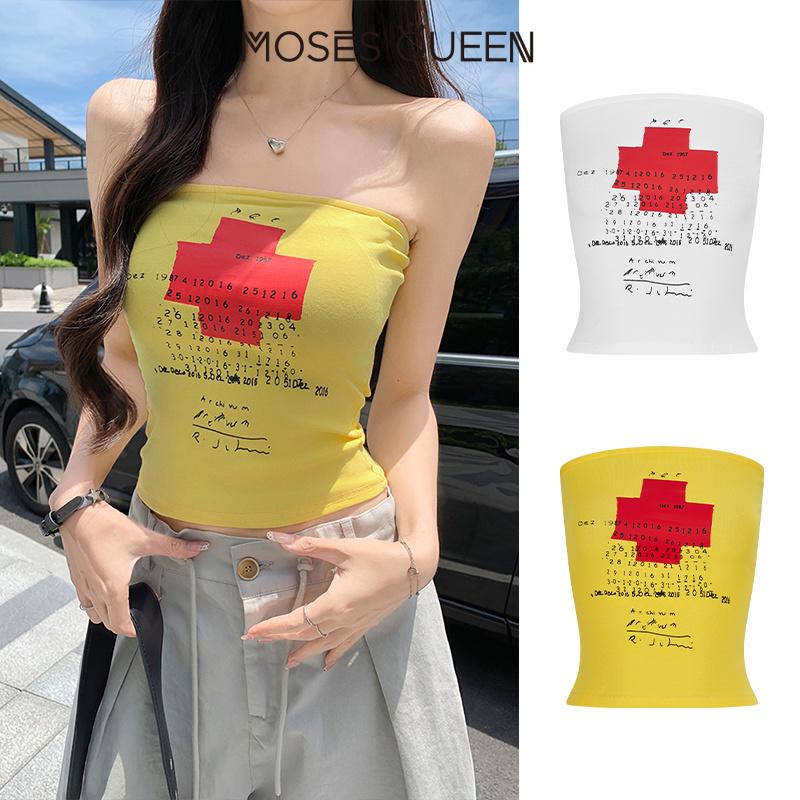 เสื้อเชิ้ตผู้หญิง เสื้อทำงานแฟชั่นเรียบหรู MosesQueen [Moses Queen Korean Street Style Tube Top Shirt Cross Graphic Pattern, Soft Woven Fabric, Holds Well, Can Be Worn Daily, New Collection 2026. # 63697,Moses Queen เสื้อท่อสไตล์สตรีทเ... ราคา 99 บาท*ส่งฟรี